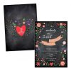 'Floral Chalk Effect' Printed Engagement Invitations / pack of 10