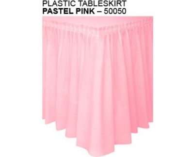 Lovely Pink Plastic Tableskirt (14 ft x 29")