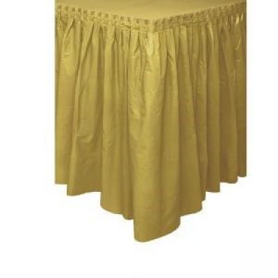 Gold Plastic Tableskirt (14 ft x 29")