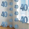 Pack of six 5ft Glitz Hanging Decorations / Blue / 40