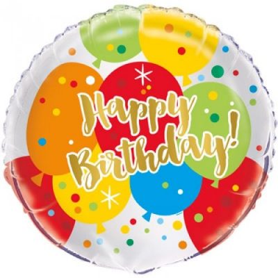18" (45.7cm) Helium Foil Balloon / Glitzy Gold Happy Birthday