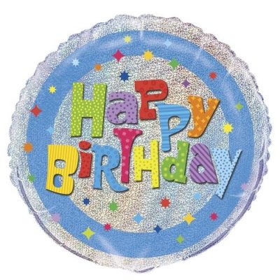 18" (45.7cm) Round Helium Foil Balloon / Fun Happy Birthday