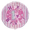 18" (45.7cm) Round Helium Foil Balloon / Happy 1st Birthday