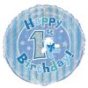 18" (45.7cm) Round Helium Foil Balloon / Happy 1st Birthday Blue
