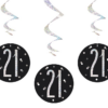 Pack of six 5ft Glitz Hanging Decorations / Black & Silver / 21 **CLEARANCE**