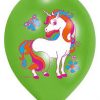 Unicorn 6  Latex Balloon Pack - 3x Green 3x Pink - Image 2