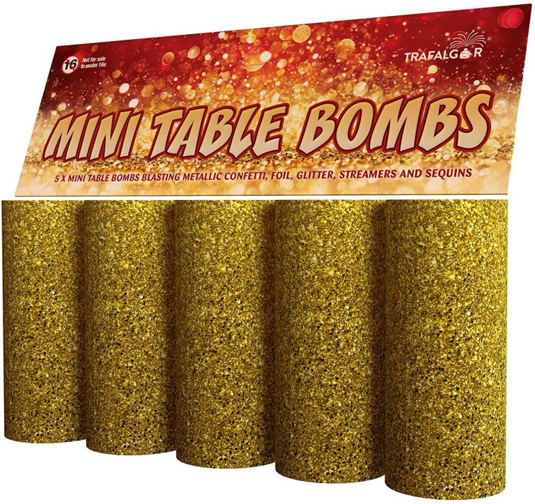Pack of 5 Mini Golden Glitter Table Bombs Party Experts