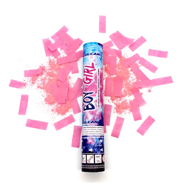 Gender Reveal Large 30cm Smoke + Confetti Cannon Pink - Party Experts