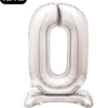 Giant Standing 30" Foil Balloon - Silver - Number 0
