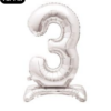 Giant Standing 30" Foil Balloon - Silver - Number 3
