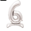 Giant Standing 30" Foil Balloon - Silver - Number 6