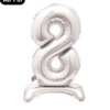 Giant Standing 30" Foil Balloon - Silver - Number 8
