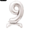 Giant Standing 30" Foil Balloon - Silver - Number 9