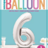Giant Standing 30" Foil Balloon - Silver - Number 6 - Image 2