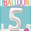 Giant Standing 30" Foil Balloon - Silver - Number 5 - Image 2