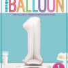Giant Standing 30" Foil Balloon - Silver - Number 1 - Image 2