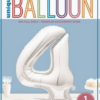 Giant Standing 30" Foil Balloon - Silver - Number 4 - Image 2