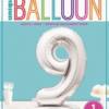 Giant Standing 30" Foil Balloon - Silver - Number 9 - Image 2