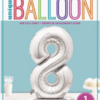 Giant Standing 30" Foil Balloon - Silver - Number 8 - Image 2