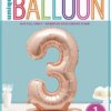 Giant Standing 30" Foil Balloon - Rose Gold - Number 3 - Image 2