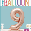 Giant Standing 30" Foil Balloon - Rose Gold - Number 9 - Image 2
