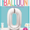 Giant Standing 30" Foil Balloon - Silver - Number 0 - Image 3