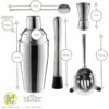 Rink Drink 5 Piece Manhattan Cocktail Shaker Set - Silver - Image 6