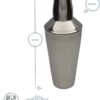 Rink Drink 3 Piece Manhattan Cocktail Shaker with Strainer - 800ml - Image 3