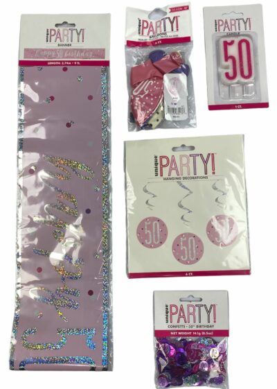 Party Pack - 50th Birthday - Pink  **CLEARANCE**