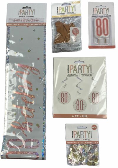 Party Pack - 80th Birthday - Rose Gold  **CLEARANCE**