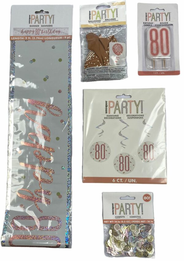 Party Pack - 80th Birthday - Rose Gold  **CLEARANCE**