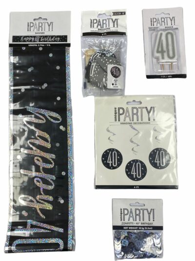 Party Pack - 40th Birthday - Black  **CLEARANCE**