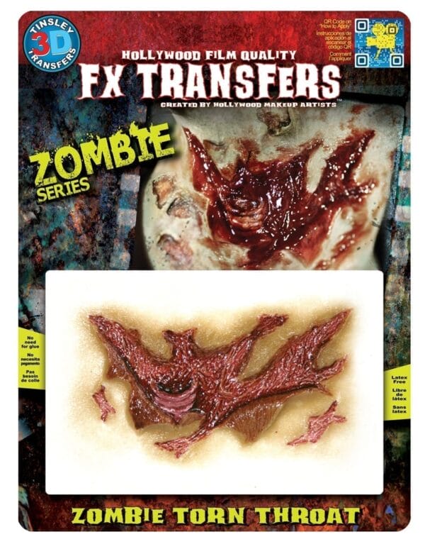 Latex Free Hollywood Film Quality 3D Halloween Injury FX Transfer / torn throat - Image 2